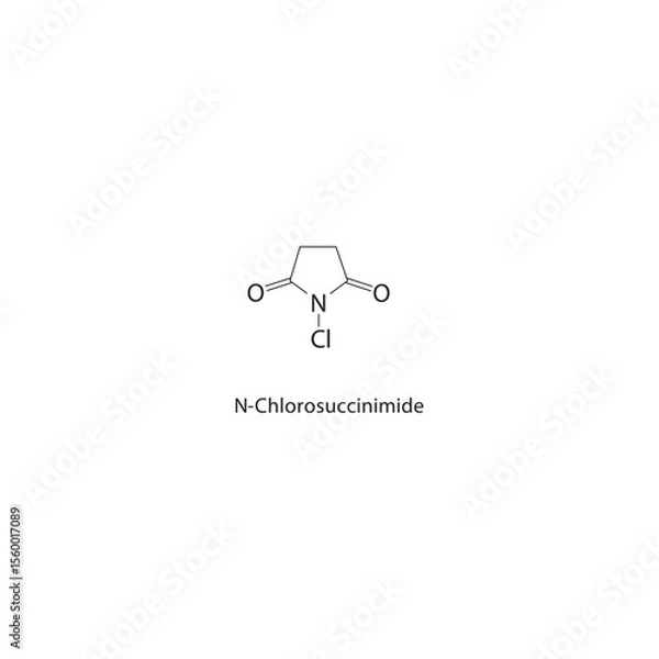 Fototapeta N-Chlorosuccinimide skeletal structure. N-Haloimide (chlorinating agent) compound schematic illustration. Simple diagram, chemical formula.