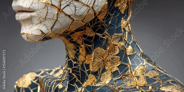 Obraz Exploring human fragility through kintsugi inspired art emphasizing trauma and healing