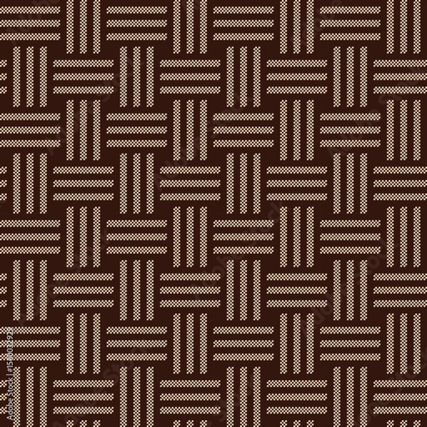 Fototapeta Wicker woven basket texture in brown. Seamless pattern vector illustration