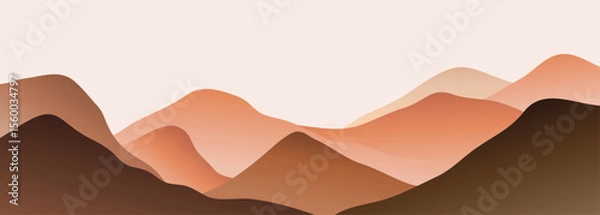 Obraz Mountain landscape background. creative minimalist modern art print. mountains, hills and forest. use for print art, poster, cover, banner