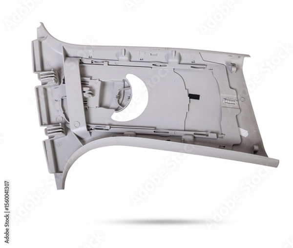 Fototapeta Gray front pillar trim - car interior part and element on white isolated background. Auto service industry. Spare parts catalog.