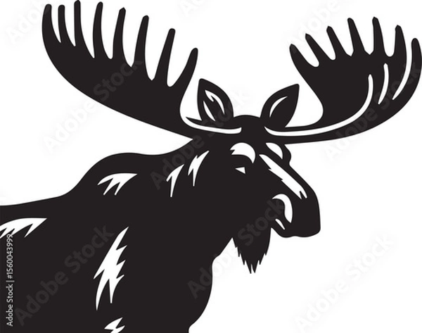 Fototapeta Moose Vector In Black and White