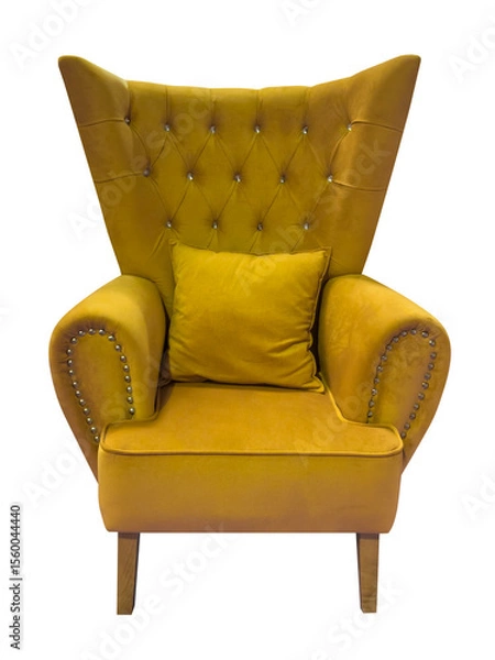Obraz yellow soft vintage armchair isolated on white background