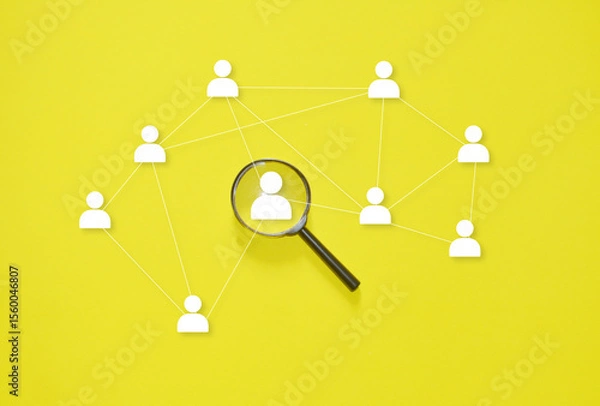 Fototapeta Global social network connection concept featuring a 3D sphere of connected people, symbolizing teamwork, communication, and internet technology