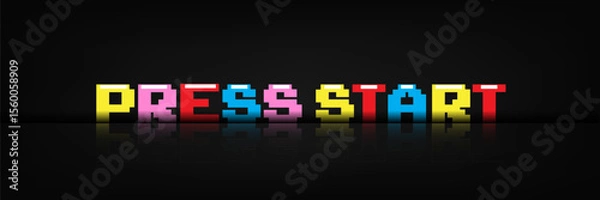 Fototapeta Press start text message screen.	
