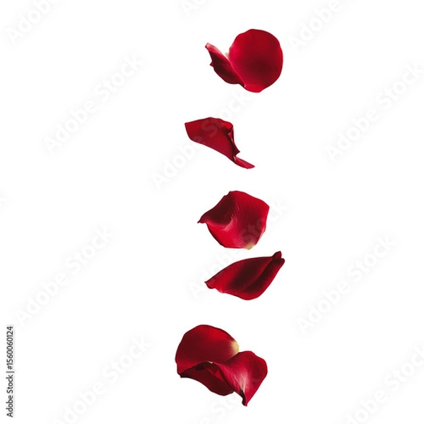 Obraz Falling red rose petals in vertical motion