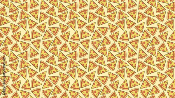Fototapeta A seamless pattern featuring many pizza slices on a light yellow or cream colored background design art