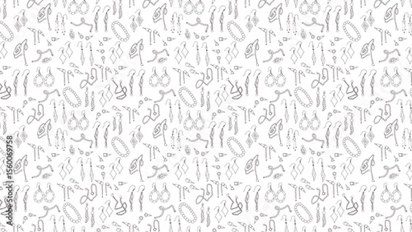 Fototapeta Seamless pattern featuring hand drawn jewelry designs on a white background surface design style
