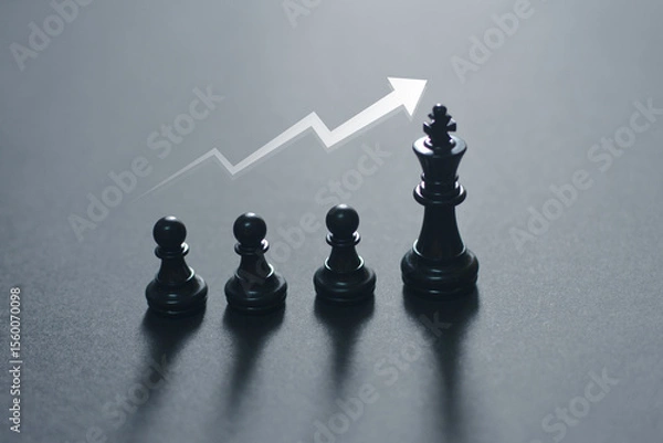 Fototapeta Chess pieces are strategically arranged on the chessboard, embodying a game of leadership and intelligence