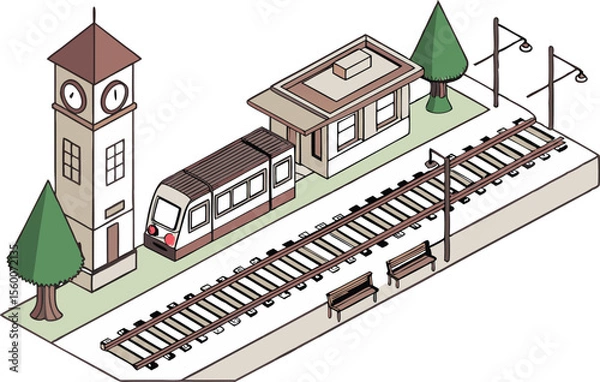 Fototapeta High Speed Train Concept Illustration Set Featuring Modern Rail and Fast Transit Design. Clean and Stylish High Speed Train Concepts with Railway Lines and Urban Travel Elements. Futuristic High Speed
