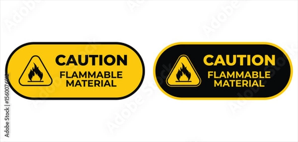 Fototapeta Set vector highly flammable sign symbol labels sticker design illustration caution flammable material icon & sticker