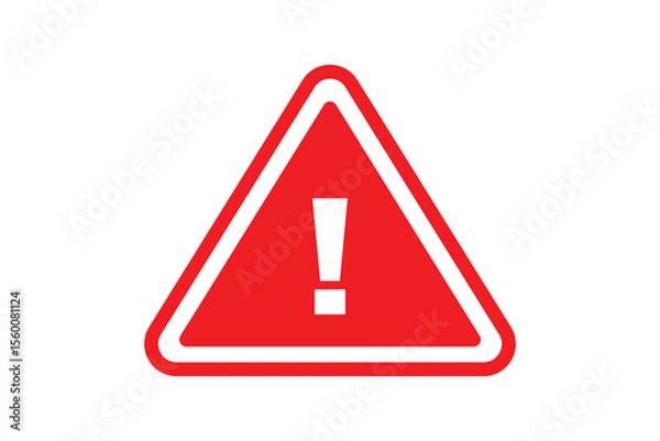 Obraz Exclamation point on a yellow triangle. Caution and warning. Road sign. Caution danger sign icon vector.