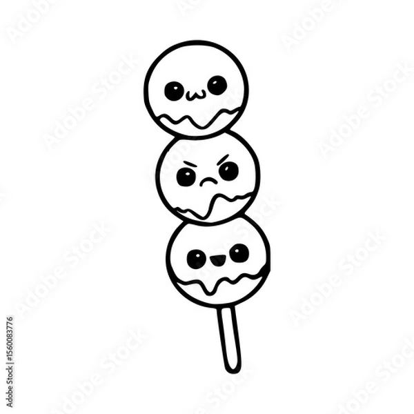 Fototapeta cute kawaii Dango skewer with various expressions