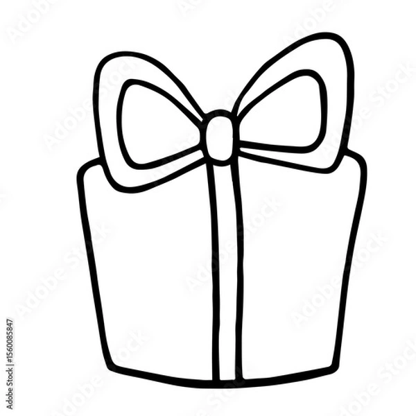 Fototapeta Vector image of gift box in line art style. Design element for Christmas, birthday, holidays. Основные RGB