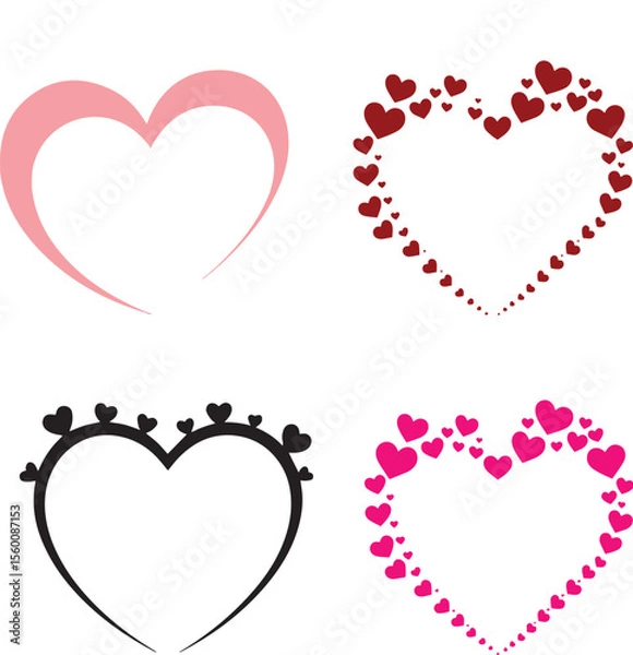Obraz Heart Vector Set – Red and Black Love Symbols in Modern Style