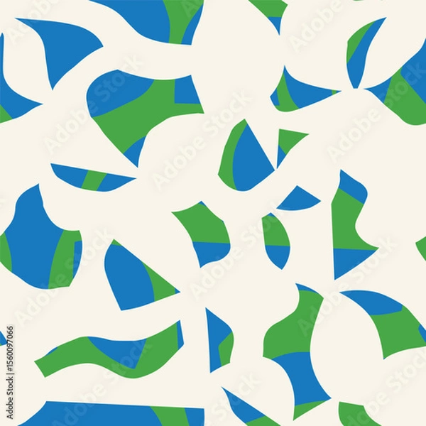 Fototapeta Seamless abstract pattern with organic cutout shapes. Modern artistic collage style texture. Perfect for fabric, wallpaper, wrapping paper, apparel, stationery
