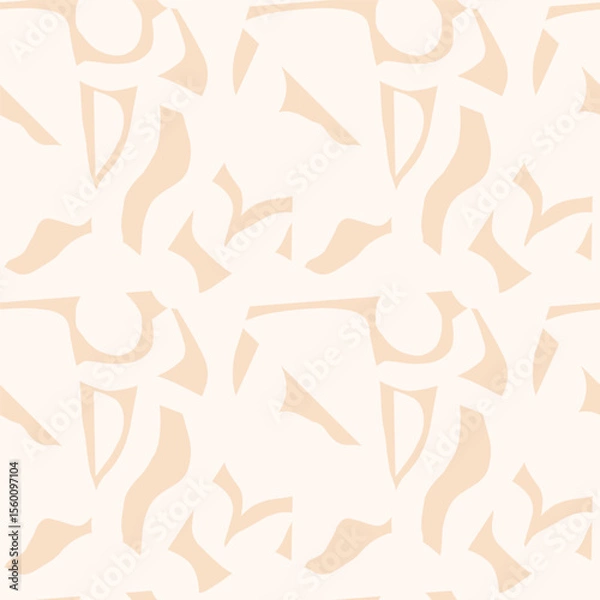 Fototapeta Abstract seamless pattern with organic cut out shapes. Modern monochromatic collage with artistic silhouettes. Perfect for wrapping paper, wallpaper, textile, fabric, packaging and digital design 