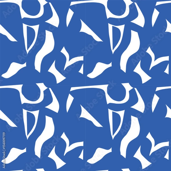 Fototapeta Abstract seamless pattern with organic cut out shapes. Modern monochromatic collage with artistic silhouettes. Perfect for wrapping paper, wallpaper, textile, fabric, packaging and digital design 
