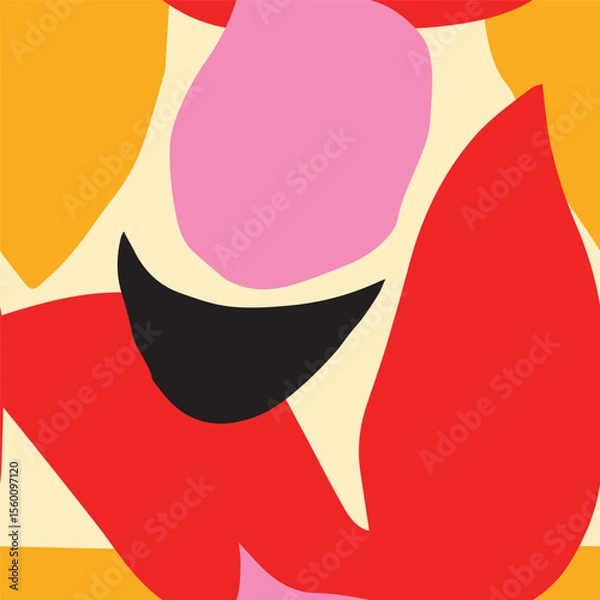 Fototapeta Seamless abstract pattern with bold organic shapes in modern collage style. Trendy, playful, and artistic seamless pattern in bright colors