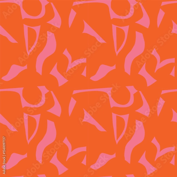 Fototapeta Abstract seamless pattern with organic cut out shapes. Modern monochromatic collage with artistic silhouettes. Perfect for wrapping paper, wallpaper, textile, fabric, packaging and digital design 