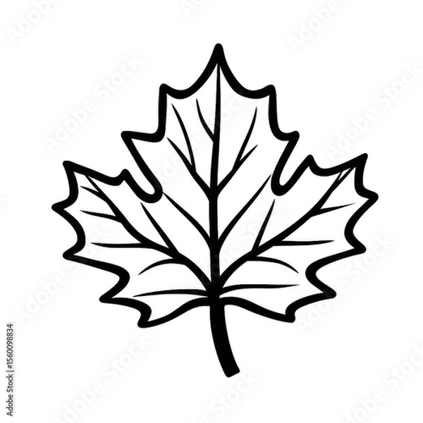 Fototapeta Maple Leaf Symbol: Outline Icon of Canadian National Symbol or Autumn Theme, Transparent PNG