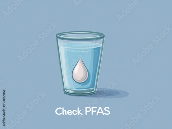 Fototapeta Illustration of a Clear Glass Filled With Water, Featuring a Droplet, Emphasizing the Importance of Checking for PFAS Contamination