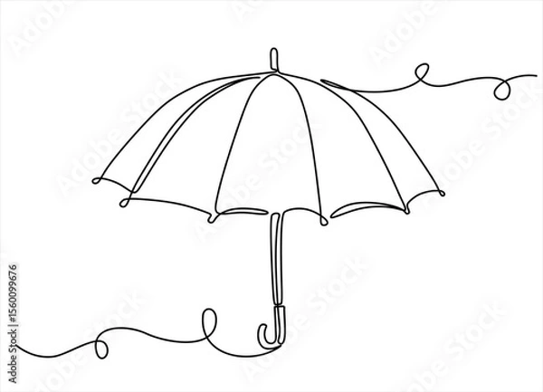 Obraz One Continuous line drawing of umbrella. line art of umbrella cover day good for umbrella cover day celebrate. line art. illustration. Editable stroke.	Hand drawn one line vector. 