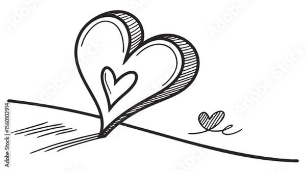 Fototapeta Heart drawing illustration vector graphic for love and valentine's day with sketch style art design