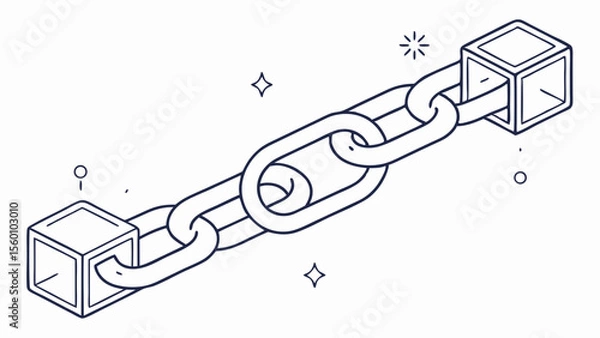 Fototapeta Blockchain technology concept with chain and blocks for secure data transfer and network connection system