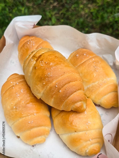 Fototapeta shio Pan or Japanese sea salt butter bread rolls