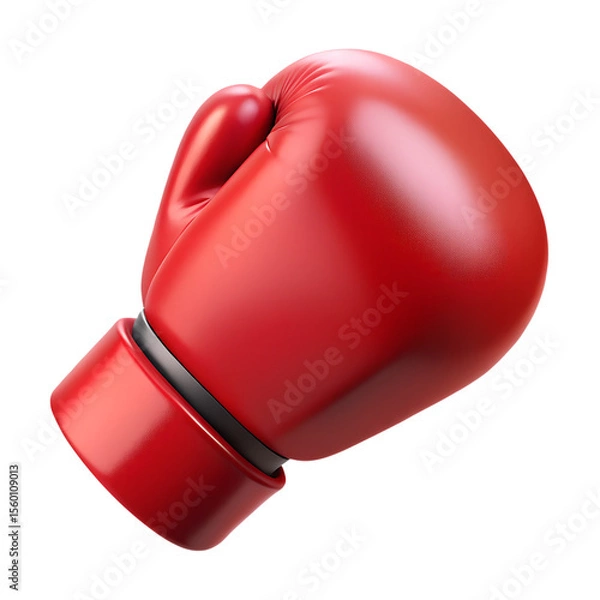 Fototapeta red boxing glove 3d rendering isolated on transparent background. Cartoon plastic style