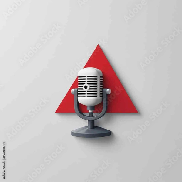 Obraz retro microphone on red background