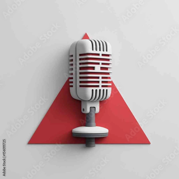 Obraz vintage microphone on red background