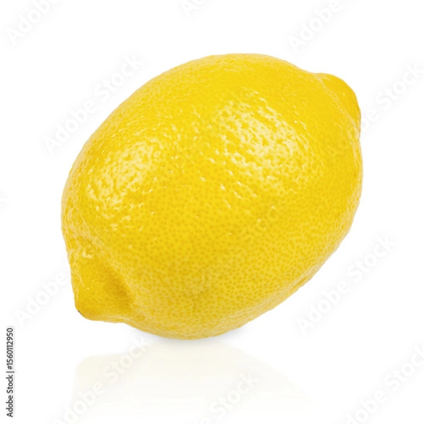 Obraz A single vibrant yellow lemon isolated on a clean white background, perfect for food, health, or citrus-related concepts.