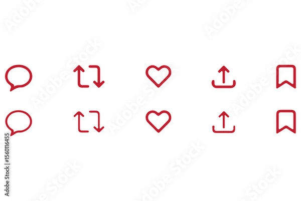 Fototapeta Social media UI icon set