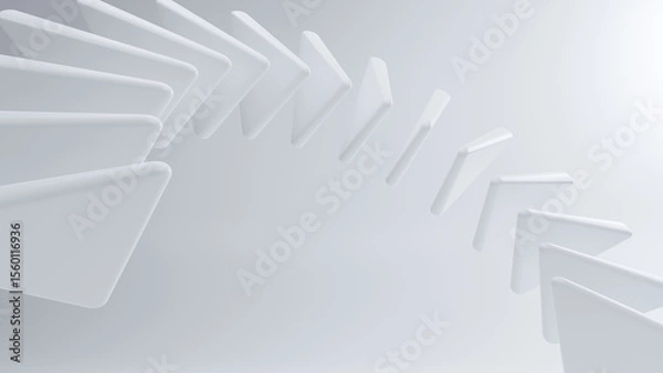 Fototapeta Abstract 3d background with round triangle shapes smooth, Abstract white curving architectural design. Visual element for banner header poster or cover. 3d rendering illustration for graphic design