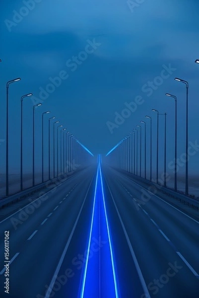 Obraz Highway lit with blue lights