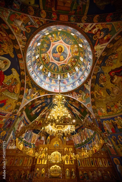 Fototapeta image from inside a church in Romania with paintings specific to the area and the Orthodox religion
