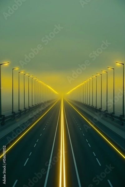 Obraz highway lit with yellow lights