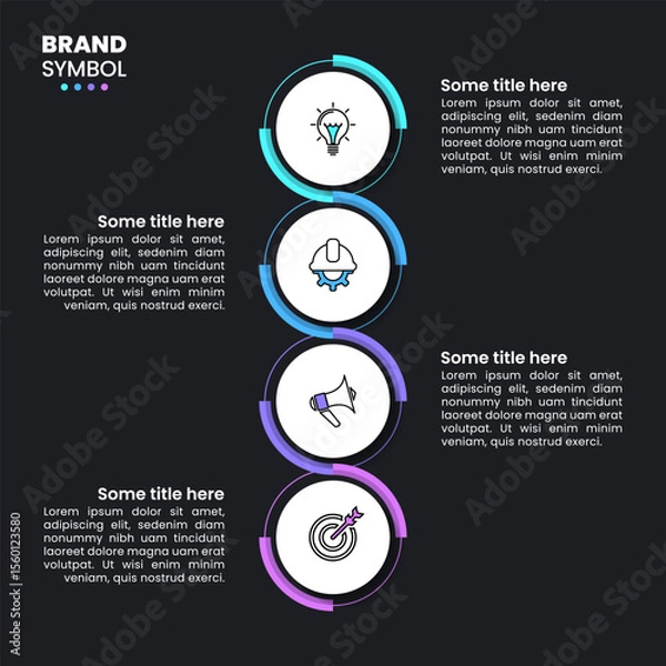 Obraz Infographic template. Connected circles with icons and text