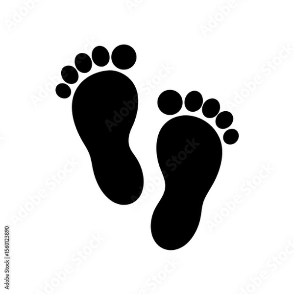 Obraz Silhouette of Two Human Footprints: A Symbol of Walking, Exploring, Movement, and the Journey Through Life's Path