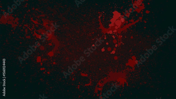 Fototapeta A dark background splashed with red blood-like scattering.
