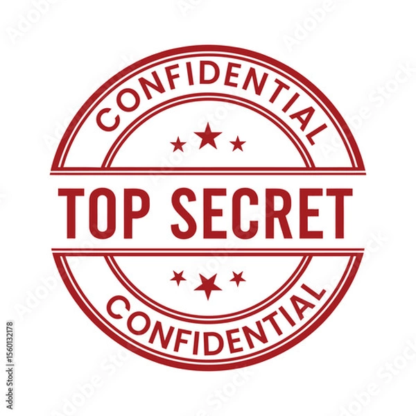 Fototapeta Red circular stamp with top secret and confidential text vector