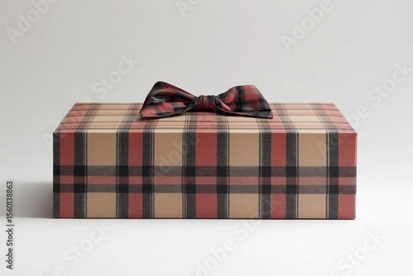 Fototapeta Plaid Present with Bow Tie A Celebration in Texture and Pattern Gift Wrapped in Style and