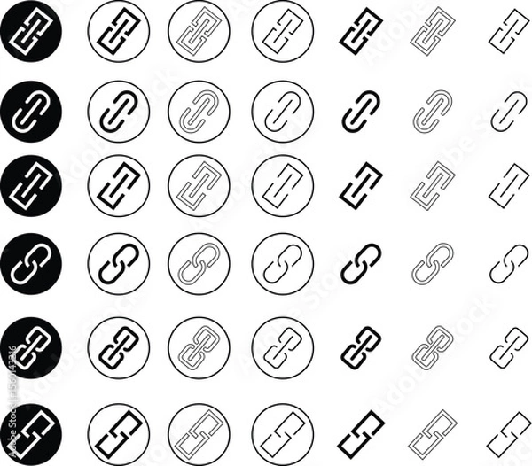 Fototapeta Attachment link icon set, Internet URL webpage url link vector. Chain, link symbol collection isolated on transparent background, Paperclip Hyperlink Icon. link From contact and communication device.