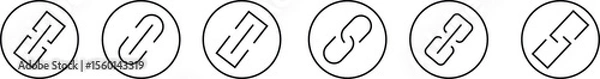 Fototapeta Attachment link icon set, Internet URL webpage url link vector. Chain, link symbol collection isolated on transparent background, Paperclip Hyperlink Icon. link From contact and communication device.