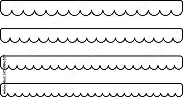 Obraz Scalloped line Seamless set. elements seamless frame. Black repeated squiggle stroke pack.  modern brutalism forms