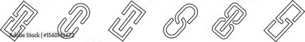 Fototapeta Attachment link icon set, Internet URL webpage url link vector. Chain, link symbol collection isolated on transparent background, Paperclip Hyperlink Icon. link From contact and communication device.