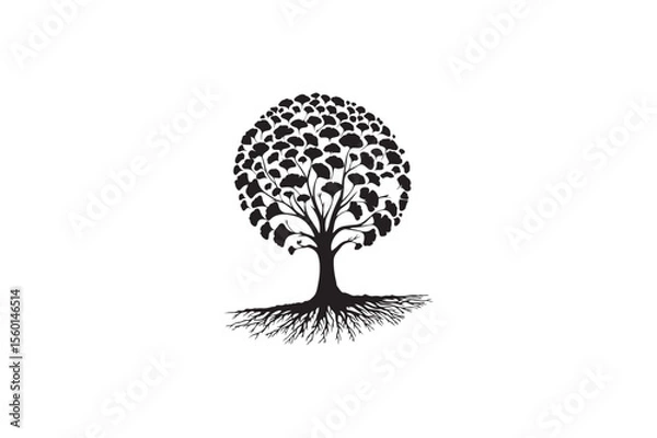Fototapeta A Ginkgo tree vector silhouettes image made by adobe illustrator. eps