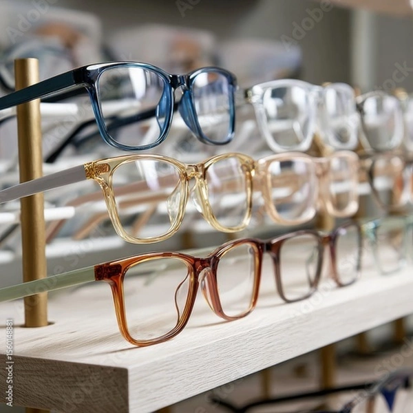 Fototapeta Display of eyeglasses in a store.